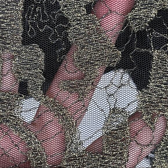 Lauren Ralph Lauren Gold Metallic Lace on Black Slip Dress Size 2 - Picture 12 of 16